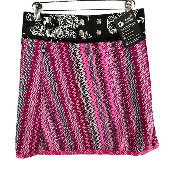 Zand Amsterdam Reversible Wrap Skirt OS Geometric Snap Adjustable Edgy Grunge - Picture 1 of 14